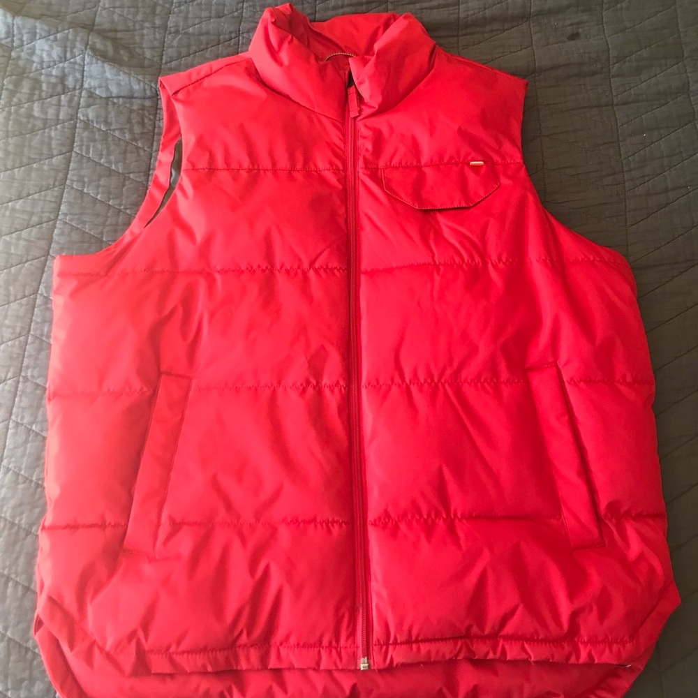 Red Mens Puffy Padded Vest Coat Jacket - Size L